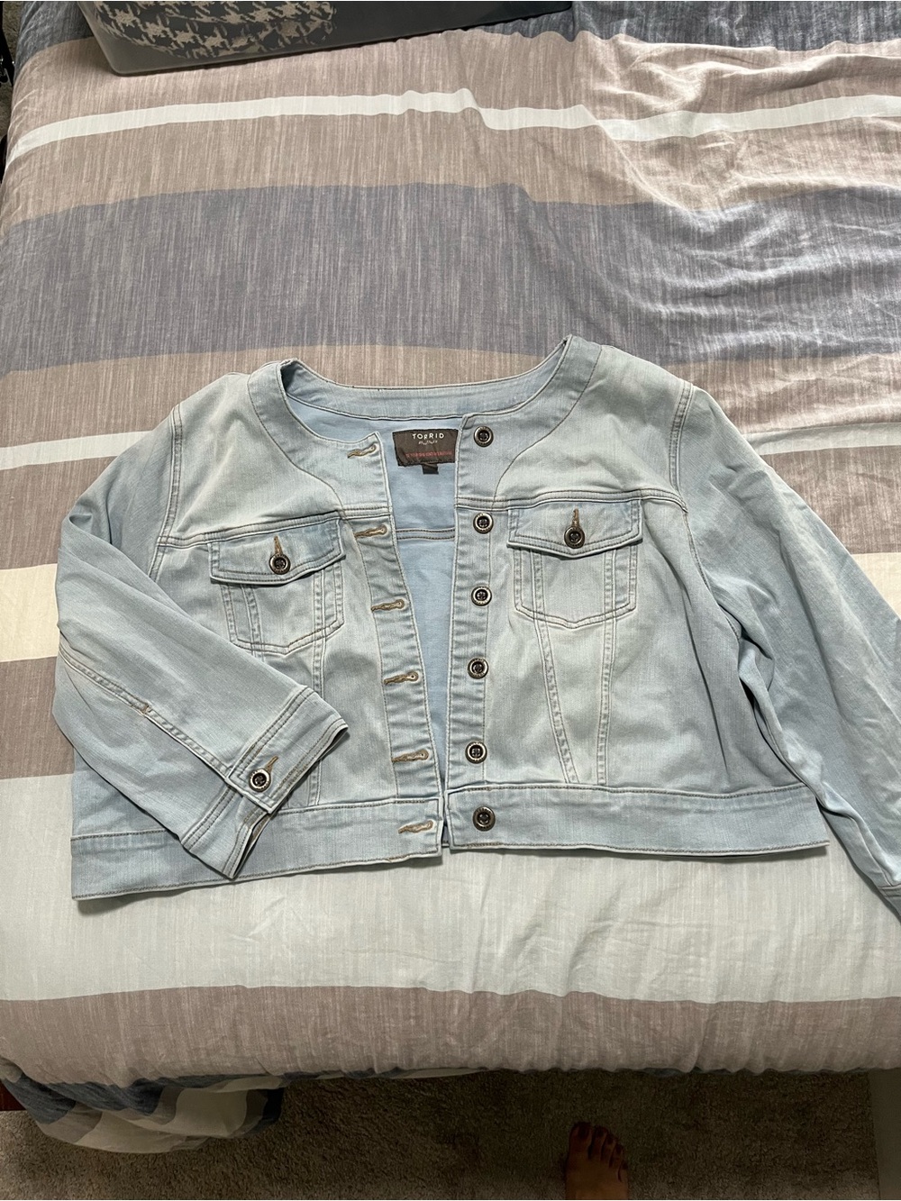 torrid Pale Blue Cropped Jean Jacket